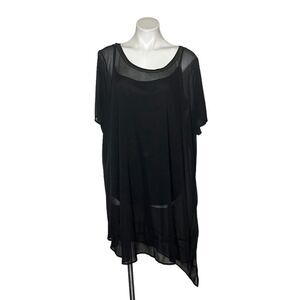 LANE BRYANT Sheer Black Top Tunic Tank Underneath Loose Fit Plus Size 26/28